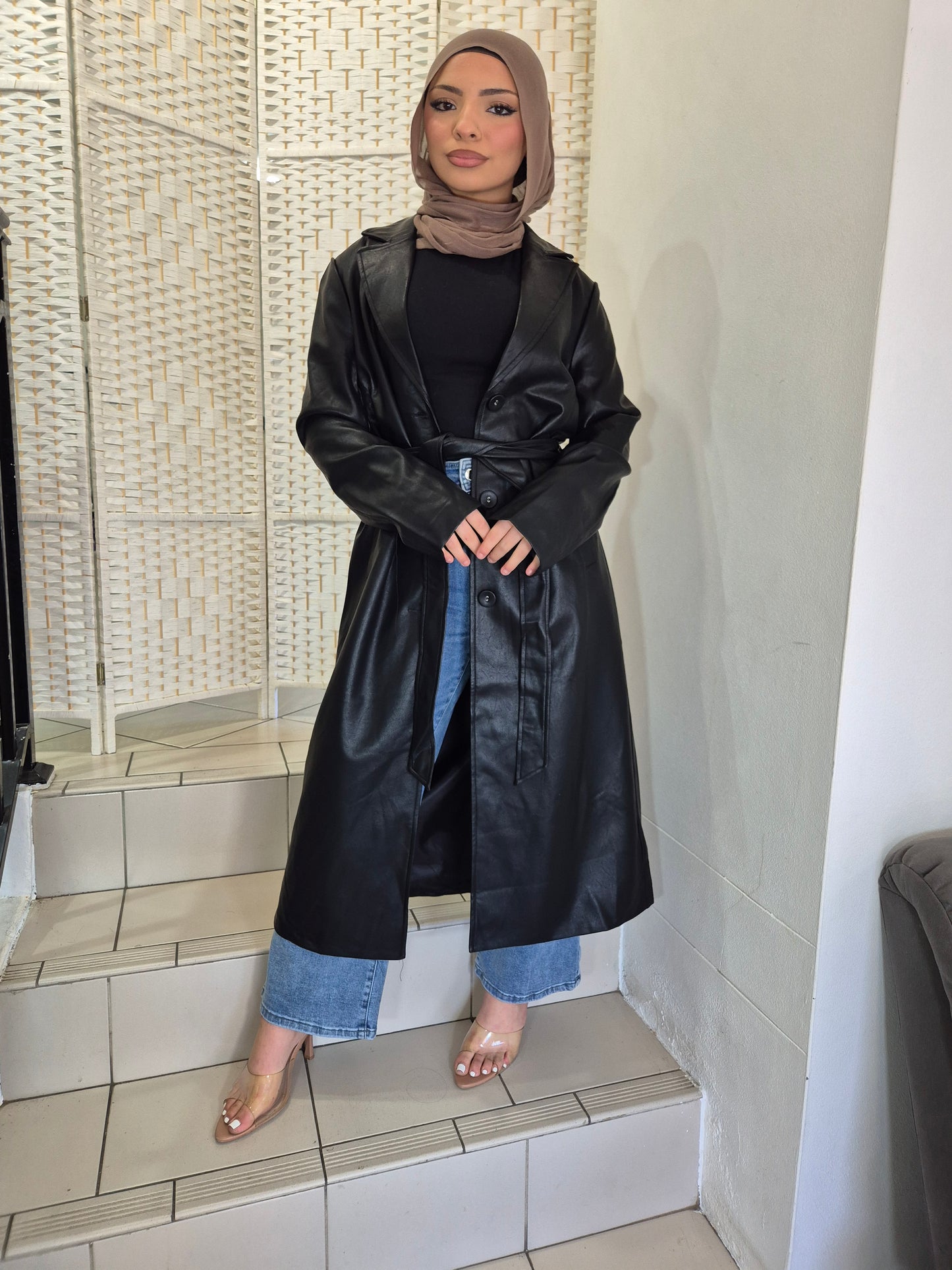 Faux Leather Coat